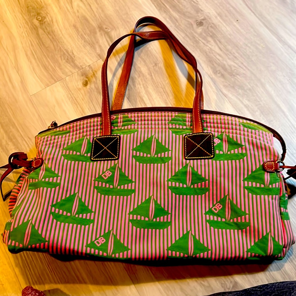 Pink & Green Dooney And Bourke Tote with pink lining, make an offer!